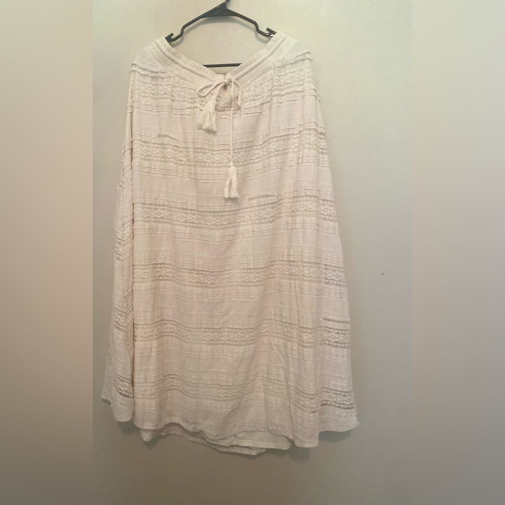 Torrid Cream A-Line Maxi Skirt Tie Front